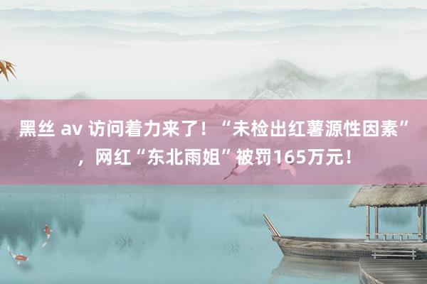 黑丝 av 访问着力来了！“未检出红薯源性因素”，网红“东北雨姐”被罚165万元！