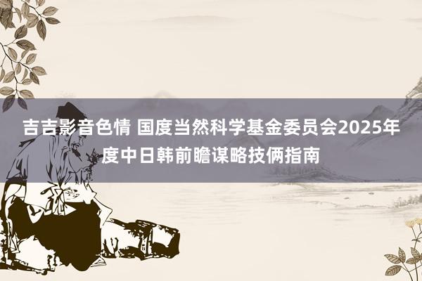 吉吉影音色情 国度当然科学基金委员会2025年度中日韩前瞻谋略技俩指南