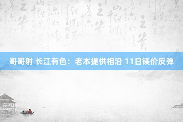 哥哥射 长江有色：老本提供相沿 11日镁价反弹