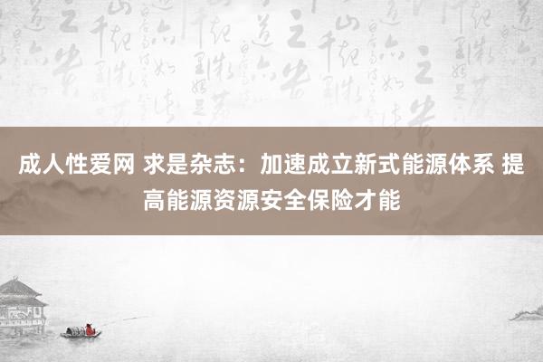 成人性爱网 求是杂志：加速成立新式能源体系 提高能源资源安全保险才能