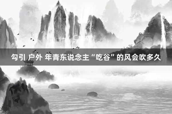 勾引 户外 年青东说念主“吃谷”的风会吹多久