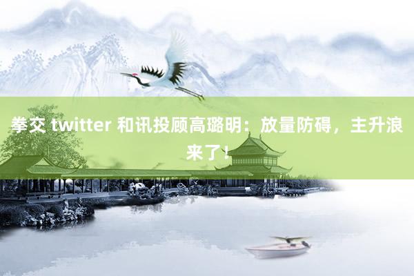 拳交 twitter 和讯投顾高璐明：放量防碍，主升浪来了！
